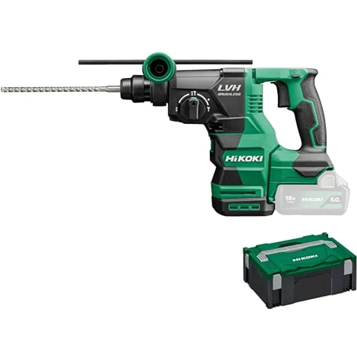 HIKOKI 18 Volt DH1826DA Akku Kombi Bohrhammer Meißelhammer W2Z SDS plus Basic, 50 Joule Schlagenergie, 3 Funktionen, inklusive Koffer