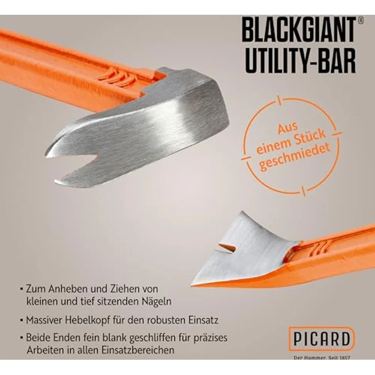 Picard BlackGiant TwinSet, Nageleisen mit flacher und präziser Form, 250 mm, geschmiedeter Spezialstahl – Bild 3