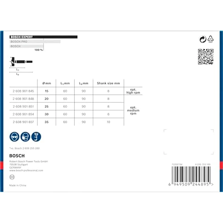 Bosch EXPERT Scharnierlochbohrersatz 5-teilig, Ø 15-35 mm, für Schichtholz und Massivholz, überragende Lebensdauer mit Carbide Technology – Bild 4