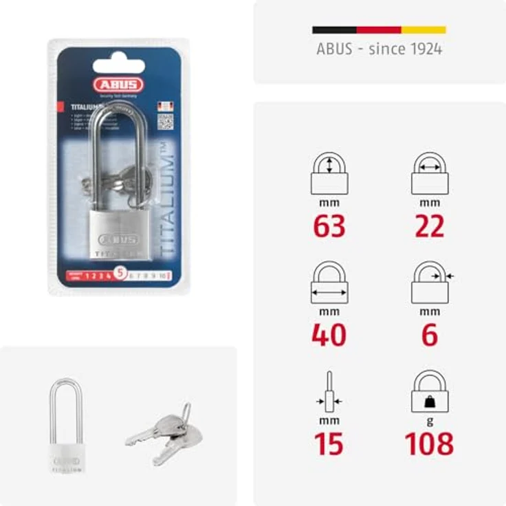 Abus 64TI-40HB63 Vorhängeschloss mit langem Bügel 40 x 63 mm – Bild 6