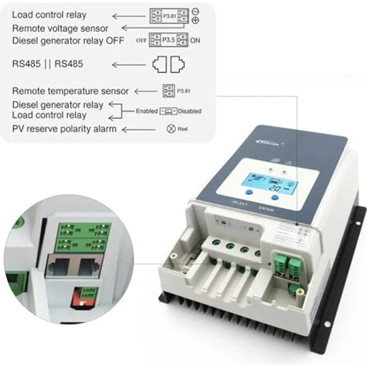 SolarV MPPT Laderegler Tracer6420AN, 60A Nennladestrom, LCD Display, geeignet für verschiedene Batterietypen – Bild 5