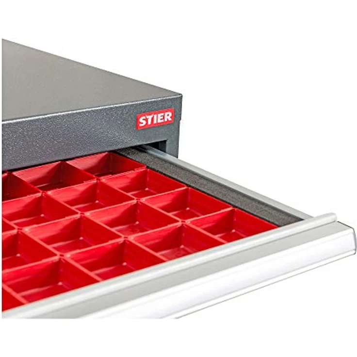STIER Schubladeneinteilung Kleinteilekästen BLH 50 mm, Innenmaß 800x450 mm, 5 Fächer 150x150 mm – Bild 2