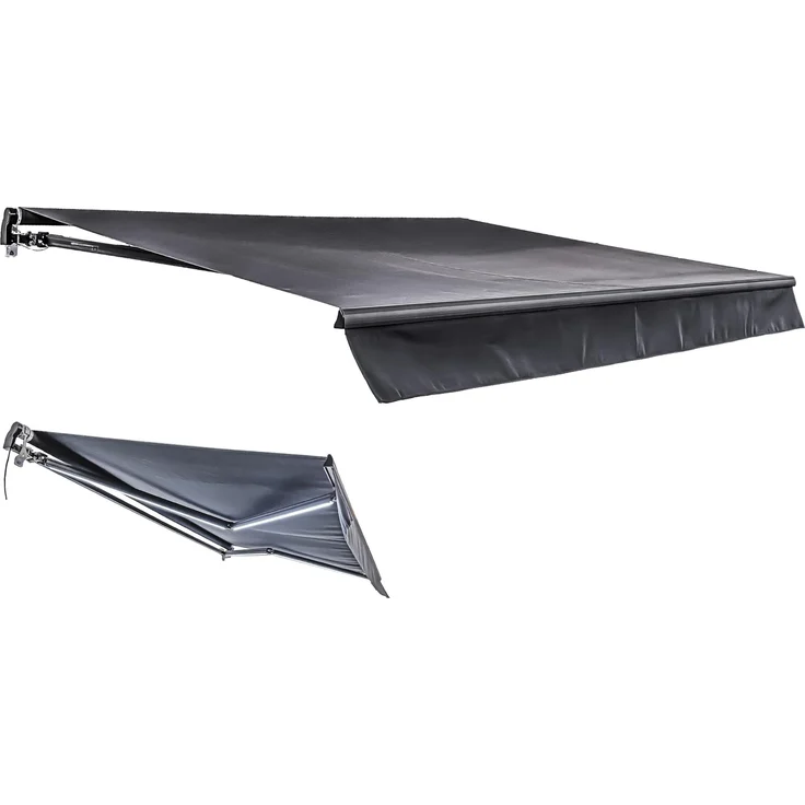 DELUKE Gelenkarmmarkise PHILA 395x250cm, Elektrisch mit LED Beleuchtung, anthrazit, wasserabweisend, UV-Schutz 40, für Balkon und Terrasse