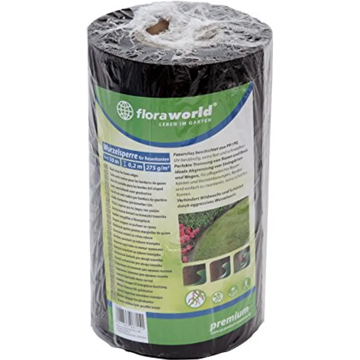 Floraworld Wurzelsperre für Rasenkanten Premium, Schwarz, 1000 x 11,5 x 20 cm, ideale Abgrenzung von Steingärten und Wegen