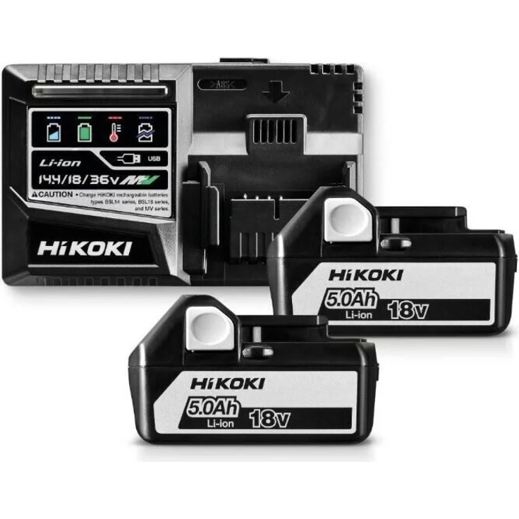 Hikoki bsl1850 x2 5.0ah Akku + Ladegerät uc18ysl3, Werkzeugakku mit 18 V und 5,0 Ah