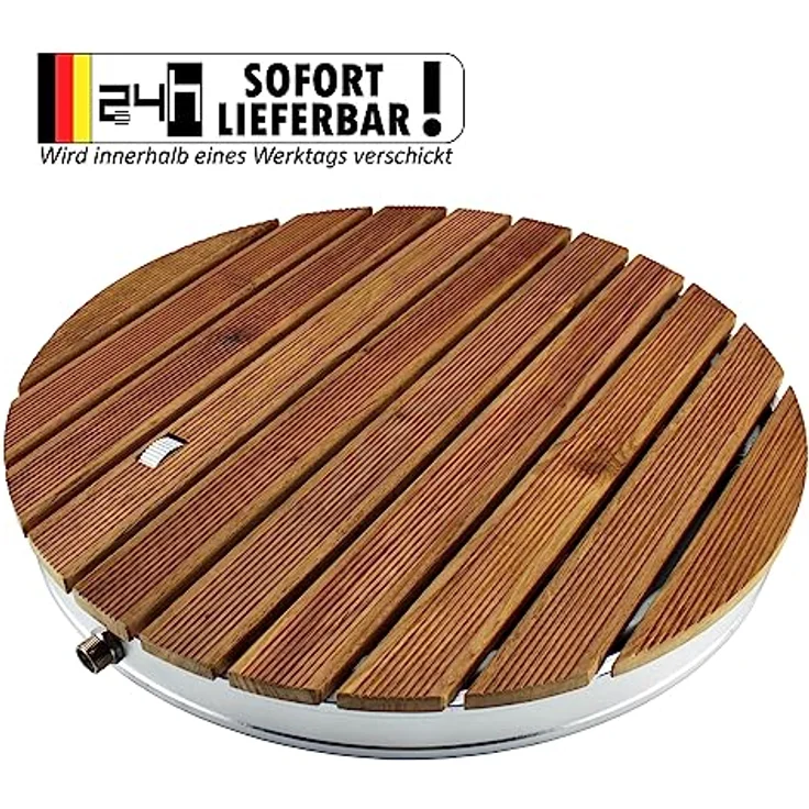 @tec Gartendusche MyGarden aus massivem Teakholz, rund, mit Bodenplatte Outdoor, dm. 70cm in Echtholz - Teakholz – Bild 3