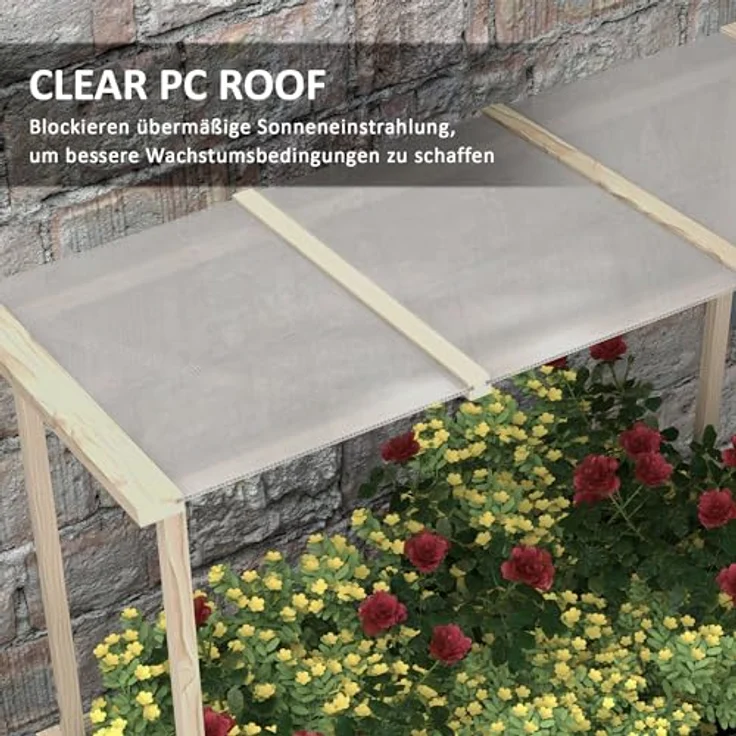 Outsunny Hochbeet aus Holz, Frühbeet mit Deckel, Pflanzkasten mit Vliesstoff, Naturfarben, für Garten und Balkon, 110 x 60 x 152 cm – Bild 4