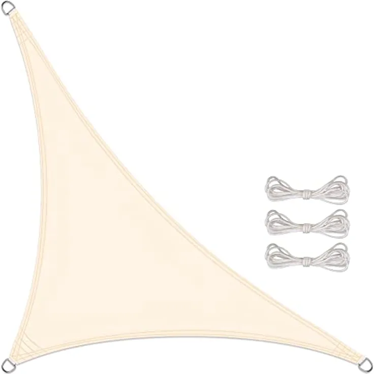 CelinaSun Sonnensegel inkl Befestigungsseile Basic Dreieck rechtwinklig 2,5 x 2,5 x 3,5 m cremeweiß Sonnenschutz wasserabweisend