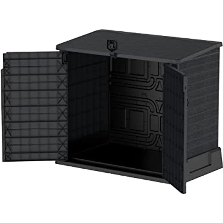 Duramax Cedargrain StoreAway 850L Kunststoff-Gartenhaus - Outdoor-Gartenhaus, Mülltonnenbox, Solide Konstruktion, ideal für Werkzeuge, BBQs und Mülltonnen 2x 120L, 130 x 74 x 110 cm, Dunkelgrau – Bild 5
