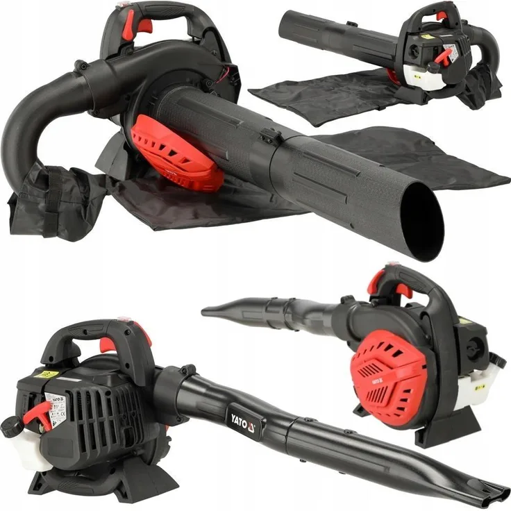 YATO Benzin-Laubbläser und -sauger 3-in-1, 25,4 cm³, 0,75 kW mit 35-Liter-Fangsack, ideal für Garten und Einfahrten