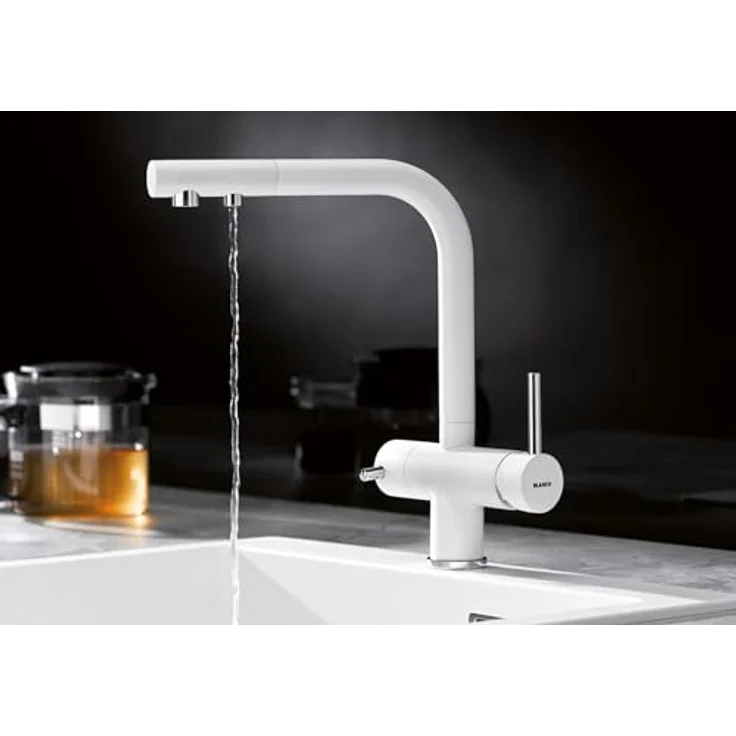 Blanco FONTAS II Filter Küchenarmatur, 3-in-1 Hochdruck Wasserhahn mit separatem Auslauf für gefiltertes Wasser, Vulkangrau – Bild 3