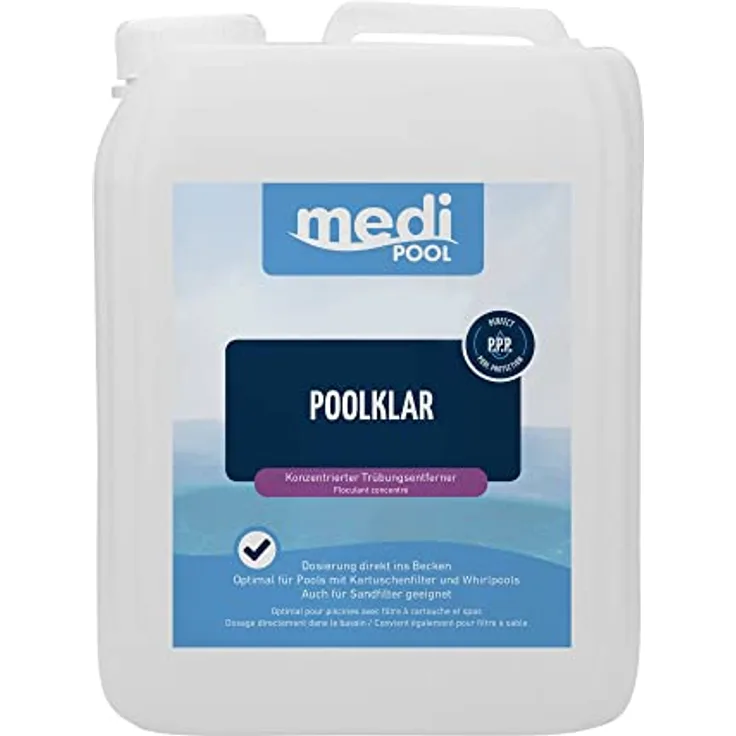mediPOOL Poolklar-Konzentrat 5 Liter, hochwirksames Pflegemittel zur Trübungsbeseitigung für Pools