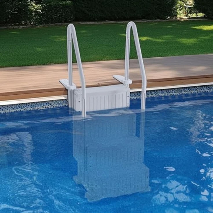VEVOR Poolleiter U12, 4 Stufen, 180 kg Tragkraft, grau, für 48-54 Zoll große Einbau- und oberirdische Pools mit rutschfesten Stufen und Doppelhandlauf – Bild 8
