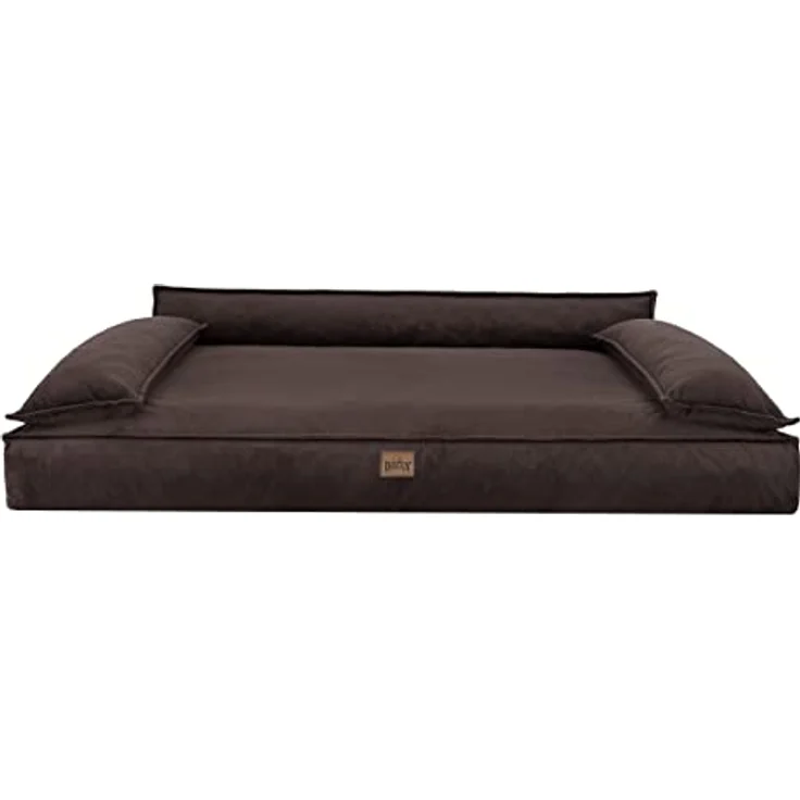 DOGGY Hundebett Haustierbett Hundeliegen Hundecouch Liegen Hundekissen Bett Sofa Hundekorb Tierbett Hundesofa Matratze Schlafplãtze, Braun, 120 x 77 cm - Bezug mit Reißverschluss, OEKO-TEX-zertifizierte Materialien und erhöhte Rückseite zum Schutz vor Schmutz – Bild 2