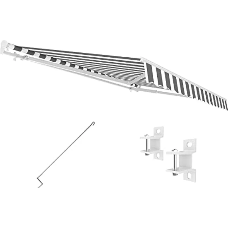 Eclipse Kassettenmarkise Halbkassette Gelenkarm Sonnenschutz Markise Sonnenmarkise Balkonmarkise manuell Standard 3x2,5m Grau-Weiß, UV-Schutz 50+ – Bild 1