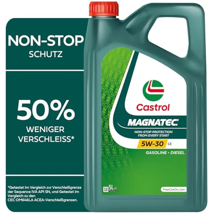 Castrol Magnatec Motoröl Stop-Start 5W-30 C3, Hochleistungsmotorenöl für Otto- und Dieselmotoren, 5.000 ml