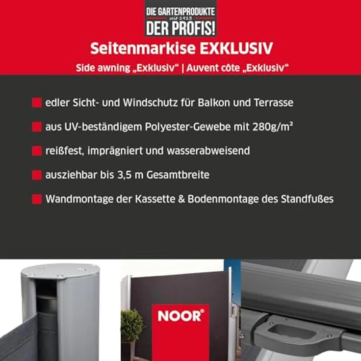 Noor Seitenmarkise Exclusiv 1,6 x 3,5 m  – Bild 2