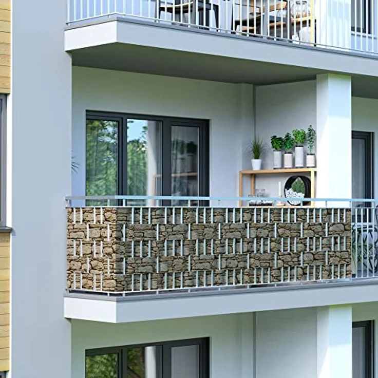 JAROLIFT PVC Sichtschutzstreifen 40m inkl. Befestigungsclips für Zäune, Sandstein – Bild 5
