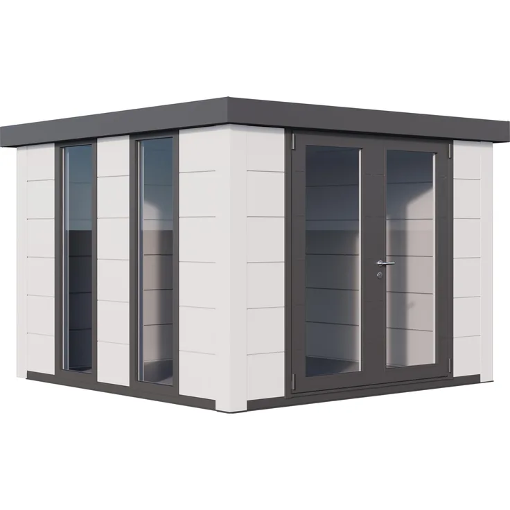 Telluria Metallgerätehaus Classico 3030 Luminato, Doppeltür, weiß/weiß, mit patentiertem Metallbausystem und UV-Schutz