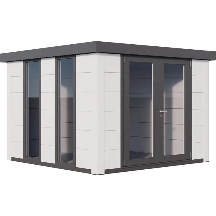 Telluria Metallgerätehaus Classico 3030 Luminato, Doppeltür, weiß/weiß, mit patentiertem Metallbausystem und UV-Schutz
