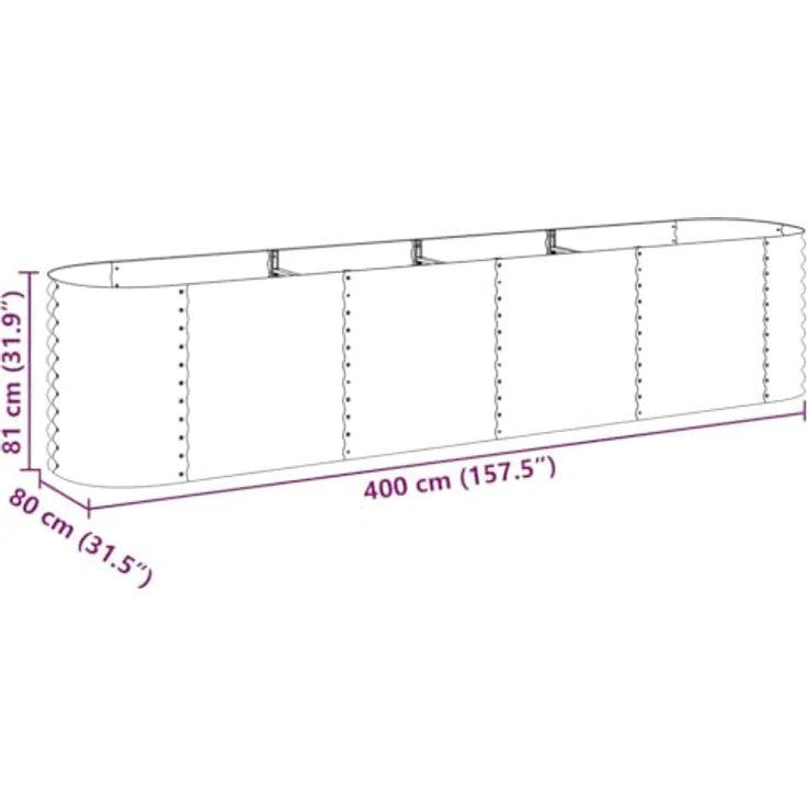 vidaXL Garten-Hochbeet 400 x 80 x 81 cm Verzinkter Stahl Grau – Bild 4