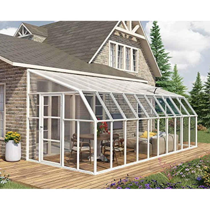 Palram - Canopia Gewächshaus Sun Room, BxTxH: 257 x 632 x 266 cm, BxLxH: 58 x 120 x 266 cm, 3 mm Wandstärke, lebenslang widerstandsfähige Wandpaneele, Alu Wintergarten Polycarbonat, 6.3 x 2.6 m, weiß – Bild 3