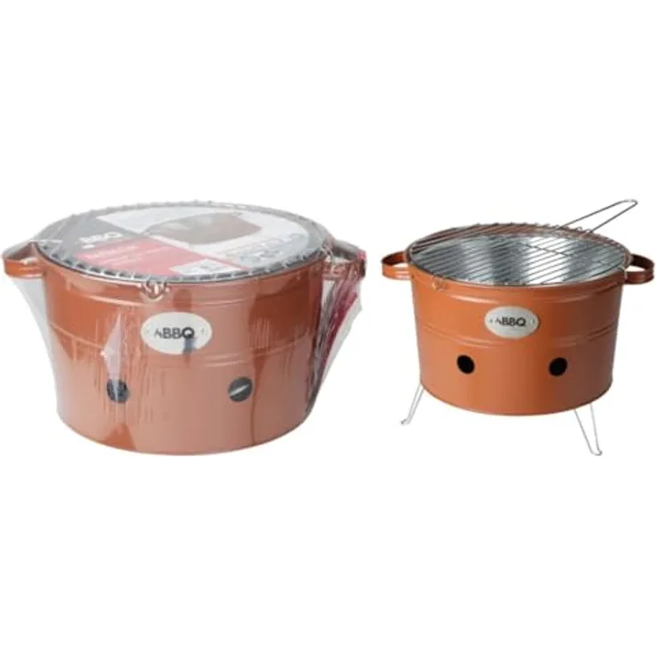 ProGarden Grilleimer mit 2 Griffen 34,5 cm orange matt - Praktischer Holzkohlegrill mit komfortablen Griffen