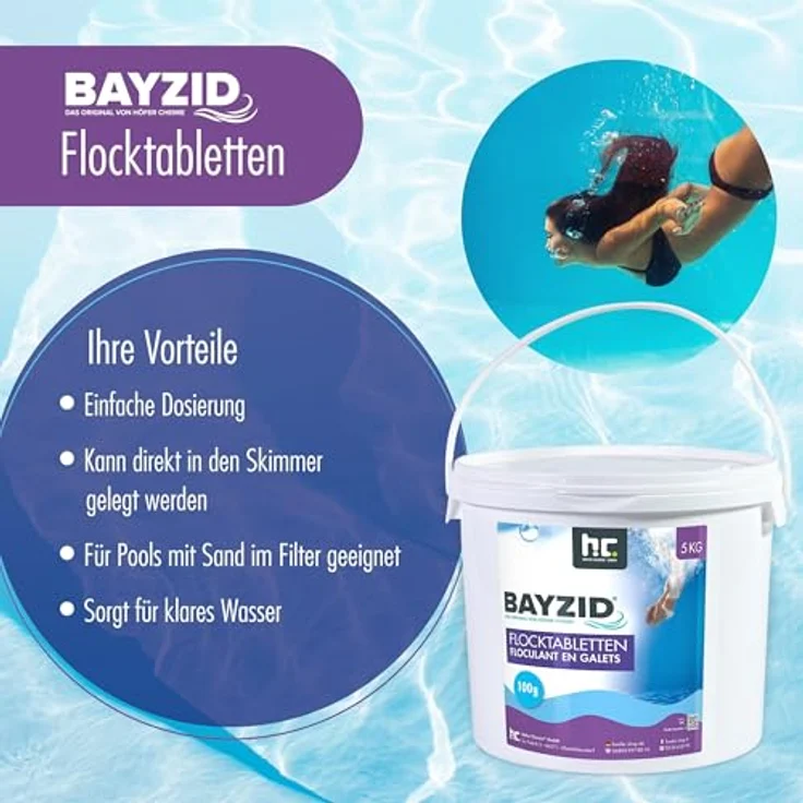 1 x 5 kg BAYZID Flocktabletten für Pools – Bild 3