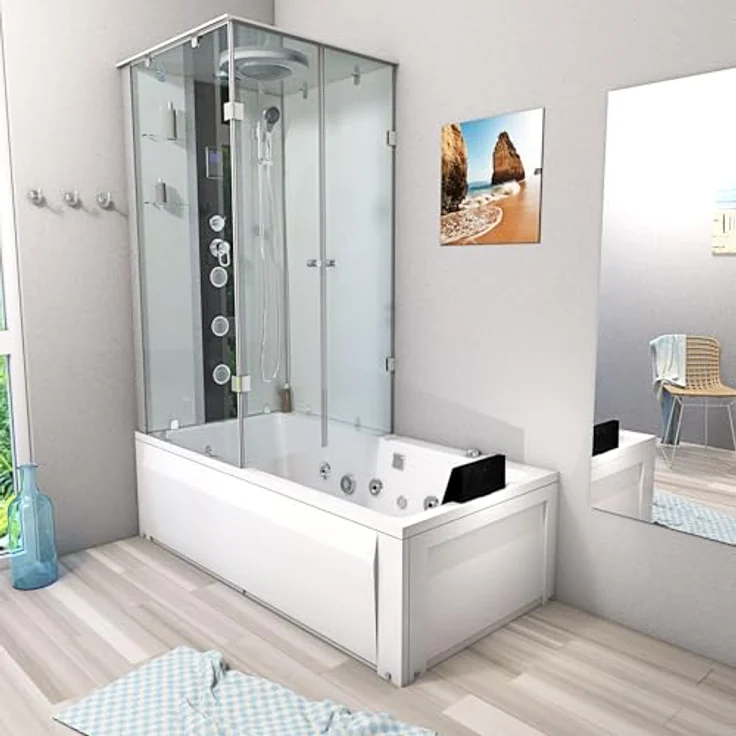 AcquaVapore K05-R01-WP, Whirlpool Dusche Kombination 90x180 cm, weiß, mit Regendusche und Massagedüsen – Bild 2