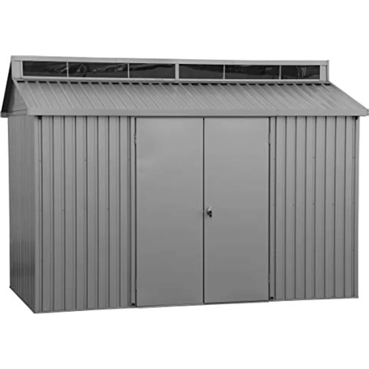 Duramax Aluminium Gartenhaus 10 x 6 (5.36 m²), langlebig und wasserdicht Lagerschuppen, mit Oberlicht, Fundament, Seitenfenster und abschließbaren Doppeltüren, Gartenhaus aus Aluminium – Bild 4
