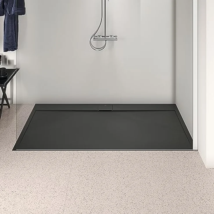 Ideal Standard Ultra Flat S i.life, Rechteckige Duschwanne 180 x 100 cm aus Kunstharz, rutschfest, mattes Finish, Schwarz – Bild 5