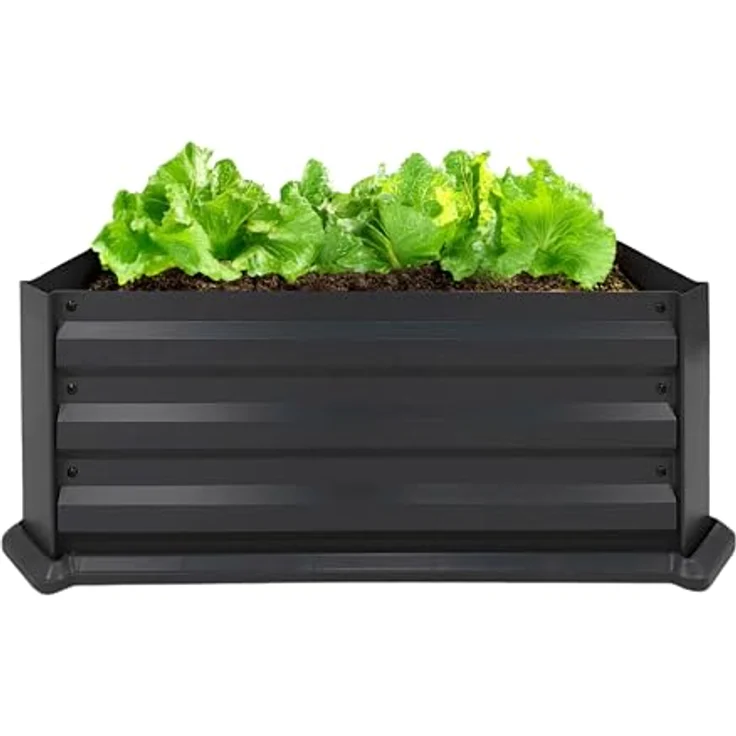 Spetebo Metall Gemüsebeet Umrandung, anthrazit pulverbeschichtet, 84 x 54 cm, rechteckig, ohne Boden, wetterfest und robust für Kräutergarten und Gemüsebeet – Bild 1