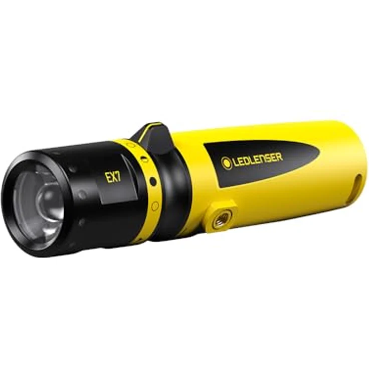 Ledlenser EX7, handliche fokussierbare Taschenlampe für Ex-Zone 0/20, Leuchtweite bis 120 m, inkl. Gürtelclip und 3 AA Batterien – Bild 1