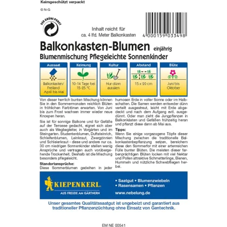 Bruno Nebelung GmbH Balkonkasten-Blumenmix Pflegeleichte Sonnenkinder,1 Portion – Bild 3