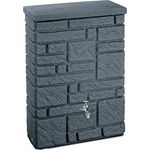 PROSPERPLAST Regentonne Maurano 300 Liter anthrazit, UV- und witterungsbeständig, kindersicherer Deckel, Grau