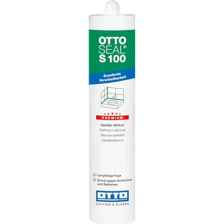 OTTOSEAL S 100 Premium-Sanitär-Silikon 300 ml Kartusche matt zementgrau 31, OTTOSEAL - Exzellente Verarbeitbarkeit, langlebige Fuge, sicher gegen Schimmel und Bakterien