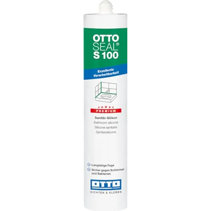 OTTOSEAL S 100 Premium-Sanitär-Silikon 300 ml Kartusche C8684 matt pergamon - Exzellente Verarbeitbarkeit, langlebige Fuge – Bild 1