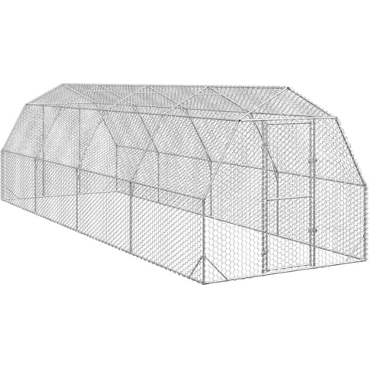 vidaXL Hühnerstall 2,5x8x2,25 m Verzinkter Stahl, Robuste Konstruktion, Maschendesign, Bequemer Zugang, Vielseitig einsetzbar – Bild 1