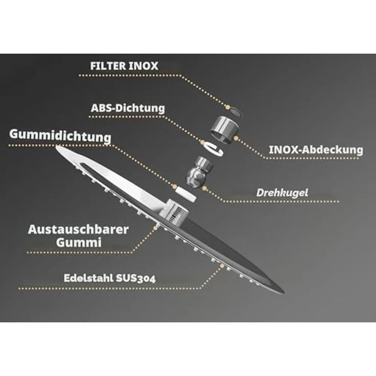 VALAZ Jucar-Serie Unterputz Duscharmatur, verchromt, Duschsystem mit Regendusche und 2-Wege-Einhebeldusche, Edelstahl, Kopfbrause 20cm, schnelle Deckenmontage, modern und elegant – Bild 4