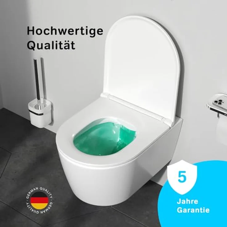 Spülrandloses Hänge-WC mit SoftClose-Deckel - Wand-WC Spülrandlos FlashClean aus Keramik, Hängetoilette ohne Spülrand, WC-Sitz mit Absenkautomatik, Toilette für Gäste-WC, AM.PM Func CFA1700SC, Weiß – Bild 3