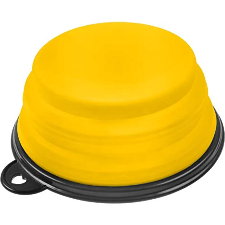 PhoneNatic Faltbarer Silikon-Hundenapf in gelb, Reisenapf für Hunde und Katzen mit Karabiner -, S, gelb, 350 ml, 60014331 – Bild 4