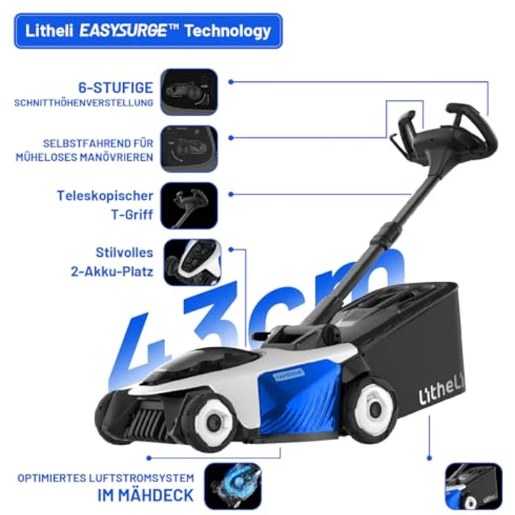 Litheli Akku-Rasenmäher EasySurge 2 x 20 V inkl. 2 Akkus 4.0 Ah – Bild 2