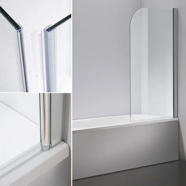 Melko® Duschabtrennung Badewannenaufsatz aus 5 mm ESG Sicherheitsglas, faltbar, 138,6 x 83,9 cm, Klarglas, inkl. Zubehör