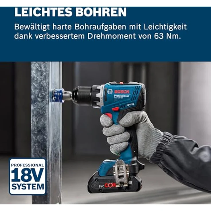 Bosch Akku-Bohrschrauber GSR 18V-65, L-BOXX-Koffer, 63 Nm Drehmoment, blau – Bild 2
