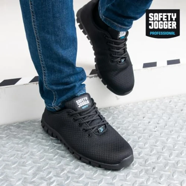 Safety Jogger KASSIE O1 A SRC Sicherheitsschuh, atmungsaktiv, rutschfest, ergonomische Laufsohle, schwarz – Bild 2