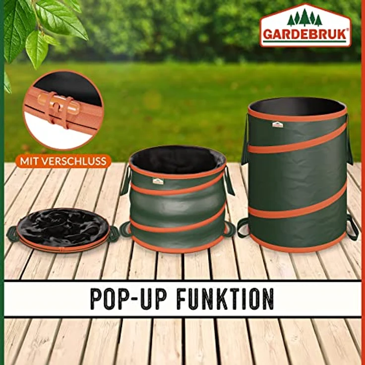Gardebruk Gartensack Pop up 3x 85 Liter = 255 Liter | verstärkende Spiralfeder | doppelte Kreuznähte | Gartenabfallsack Laubsack – Bild 5