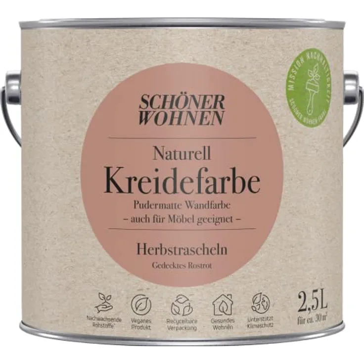 Schöner Wohnen 2,5L Naturell Kreidefarbe Herbstrascheln, Gedecktes Rostrot