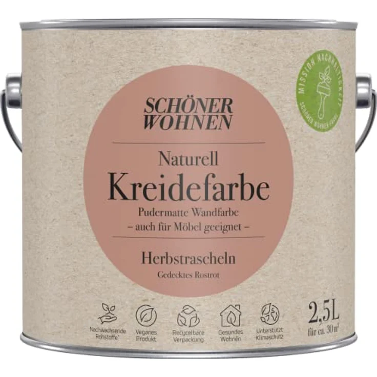 Schöner Wohnen 2,5L Naturell Kreidefarbe Herbstrascheln, Gedecktes Rostrot – Bild 1
