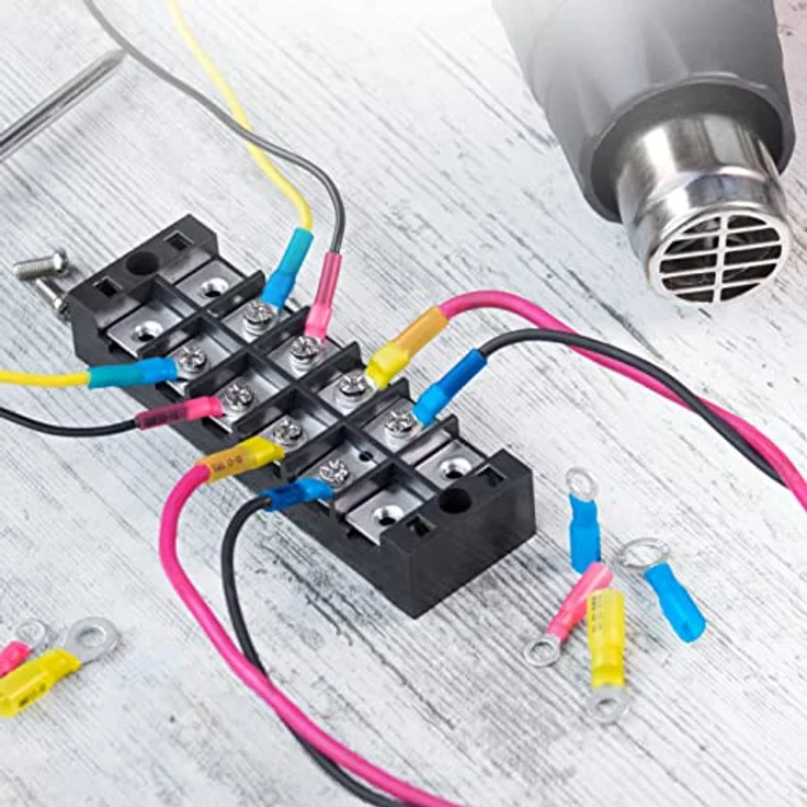 Wirefy Gelbe Ringkabelschuhe M8, Lötfreie Quetschverbinder für 4-6 mm², 90 Stück mit Hochwertigem Wärmeschrumpfschlauch und Dickem Kupfer – Bild 3