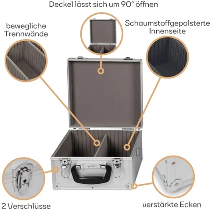 Perel CD Koffer 40 CDs-DVDs Aluminium 1 Stück B x H x T 280 x 160 x 268mm 1823-290 – Bild 5